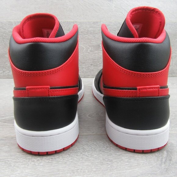 Air Jordan 1 Mid Alternate Bred Sneakers Men's Size 13 Black Red NEW - Picture 8 of 16